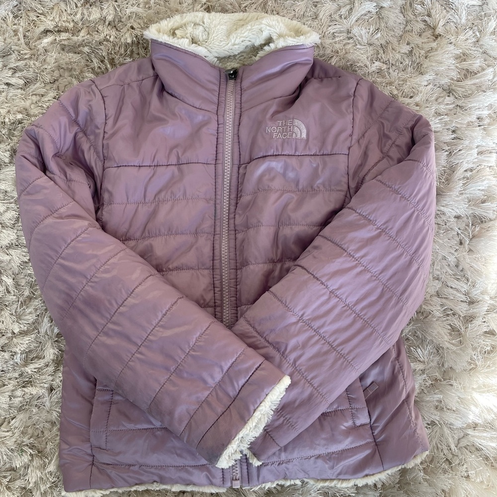 The North Face Girls Lavender Reversible Jacket Sz Small 7/8